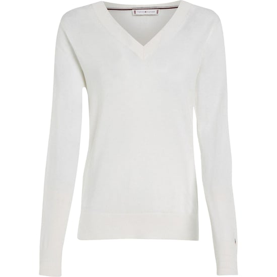 Tommy Hilfiger Dames/Dames Katoenen V Hals Sweater Top (Ecru) - Image 2