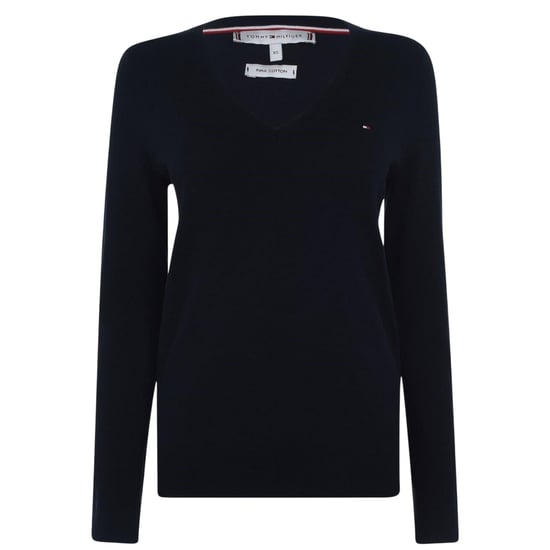 Tommy Hilfiger Dames/Dames Katoenen V Hals Sweater Top (Marine) - Image 2