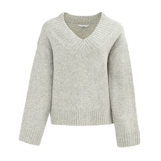 Miso Womens/Ladies Knitted V Neck Jumper (Grey) - Image 1
