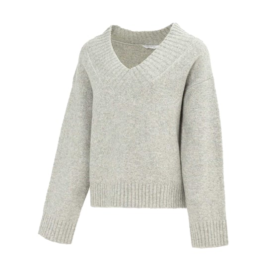 Miso Womens/Ladies Knitted V Neck Jumper (Grey) - Image 3