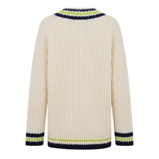 Lacoste Womens/Ladies Striped V Neck Relaxed Fit Sweater Top (Cream/Black) - Image 2