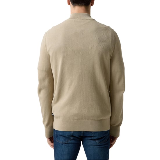 Boss Heren Ebrando-P gebreide trui met halve rits (Licht Beige) - Image 5