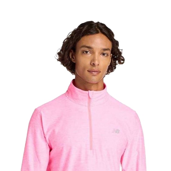 New Balance Mens Space Dye Quarter Zip Top (Neon Pink) - Image 2