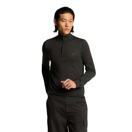 Lyle & Scott Mens Eagle Merino Wool tröja med kvarts dragkedja (Grått) - Image 1