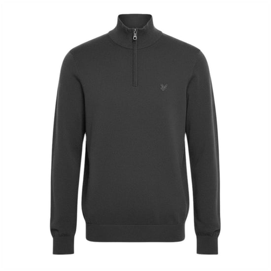 Lyle & Scott Mens Eagle Merino Wool tröja med kvarts dragkedja (Grått) - Image 2