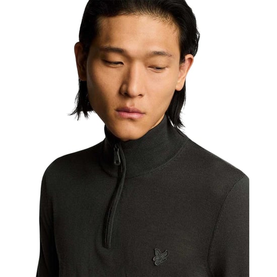 Lyle & Scott Mens Eagle Merino Wool tröja med kvarts dragkedja (Grått) - Image 4
