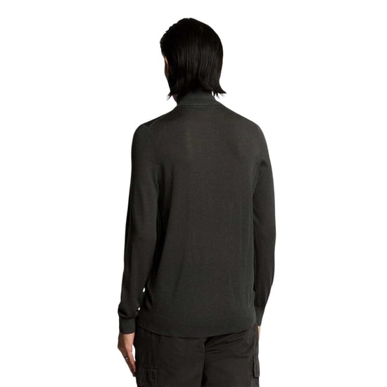 Lyle & Scott Mens Eagle Merino Wool tröja med kvarts dragkedja (Grått) - Image 5