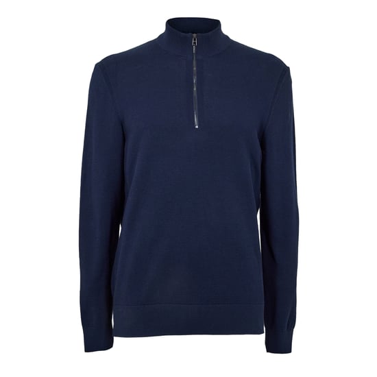 Boss Heren Ebrando-P gebreide trui met halve rits (Donkerblauw) - Image 1