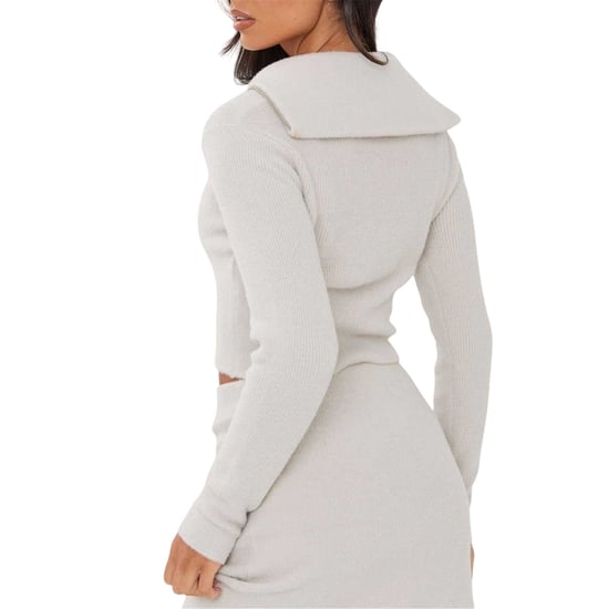 I Saw It First Womens/Ladies Cropped Ribbed Zip Neck Jumper (Grey) - Image 3