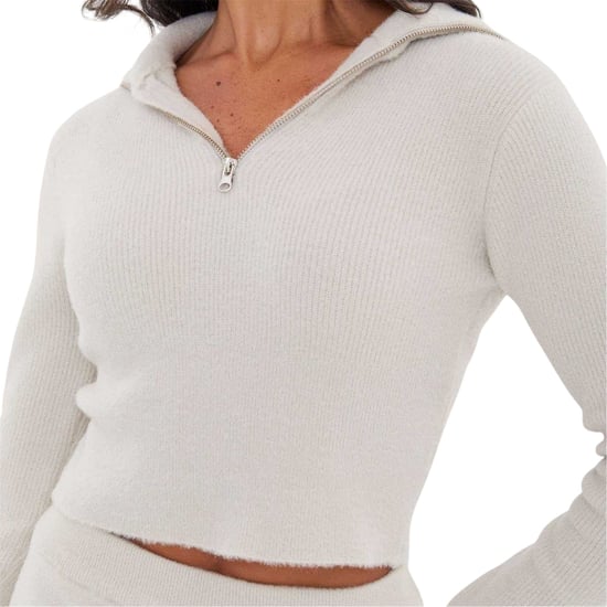 I Saw It First Womens/Ladies Cropped Ribbed Zip Neck Jumper (Grey) - Image 4