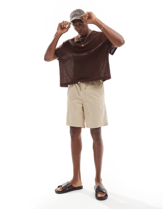 Jack & Jones loose fit chino short in beige - Image 1