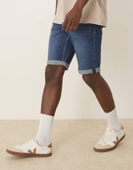 Calvin Klein Jeans slim turn up denim shorts in dark wash - Image 1