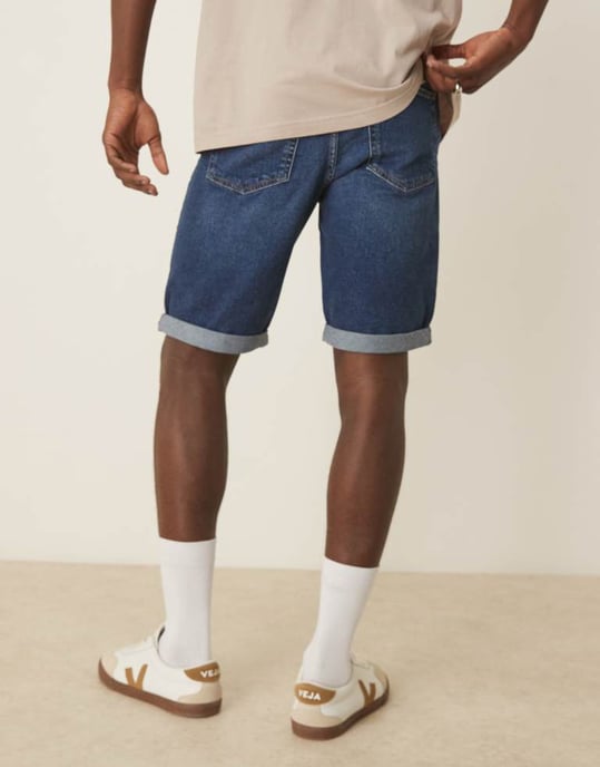 Calvin Klein Jeans slim turn up denim shorts in dark wash - Image 3