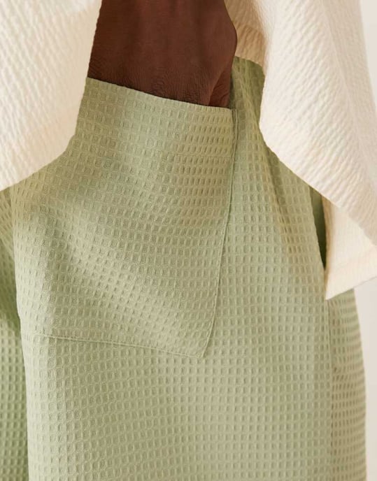 ASOS DESIGN mid length waffle short in green - Image 3