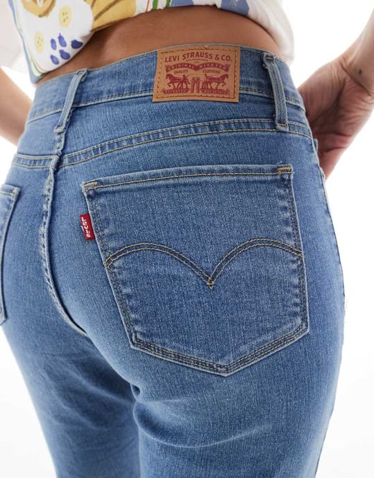 Levi's high waisted bermuda denim shorts in mid blue - Image 3