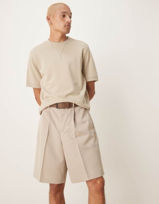 ASOS DESIGN smart bermuda shorts with front pleat in stone - Image 1