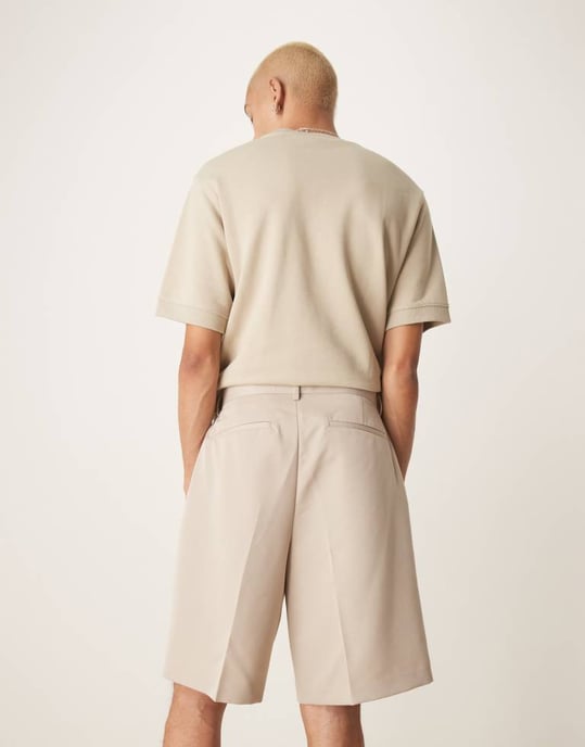 ASOS DESIGN smart bermuda shorts with front pleat in stone - Image 3