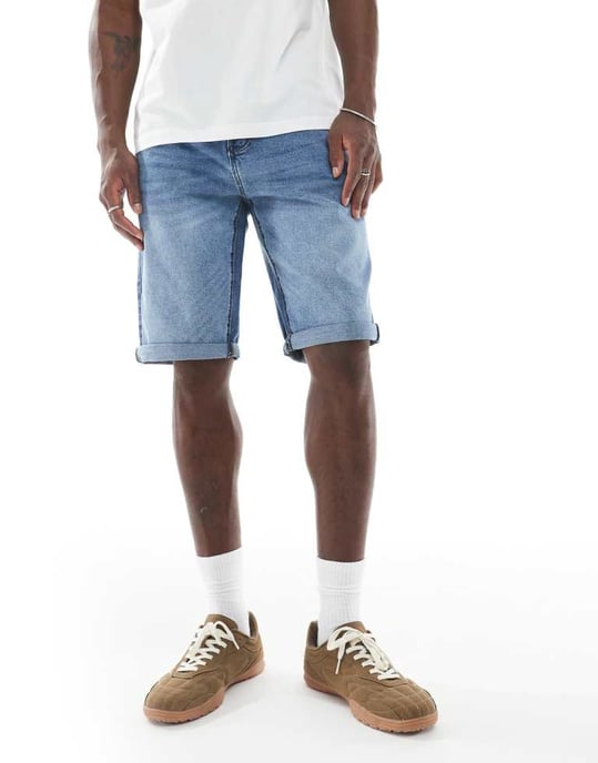French Connection classic denim shorts in light wash blue - Image 2