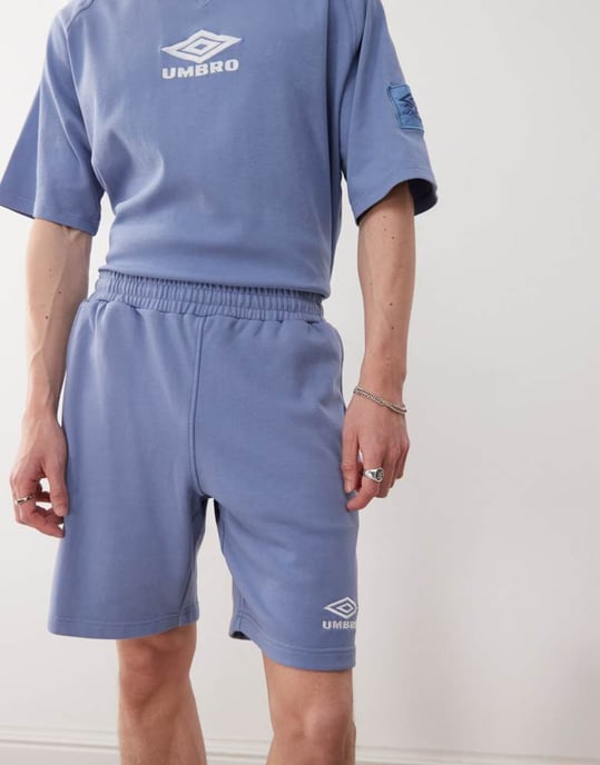 Umbro Drill embroidered logo shorts in blue - Image 3