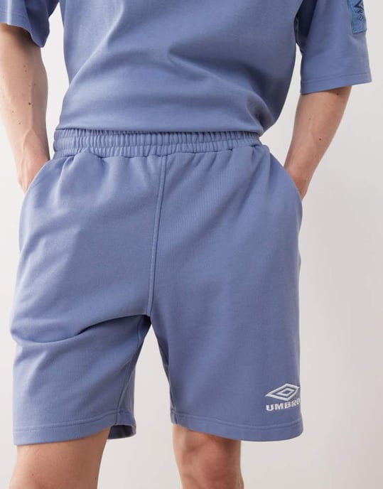 Umbro Drill embroidered logo shorts in blue - Image 4