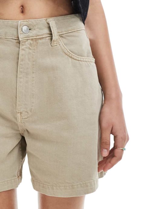 ASOS DESIGN denim longline A line short in light manuka - Image 2
