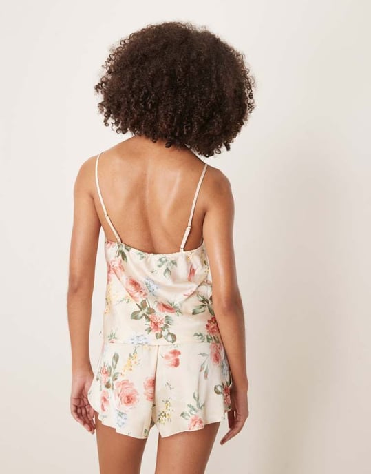 Abercrombie & Fitch tie up pyjama cami top in multi floral co-ord - Image 4