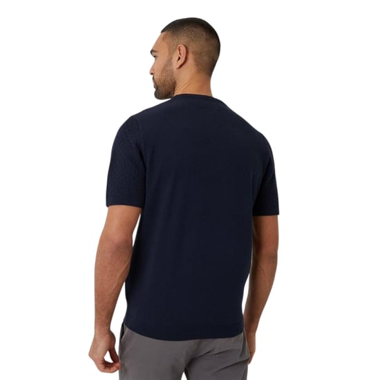 Threadbare Heren Textured Rib Knit Regular T-shirt (Marine) - Image 2