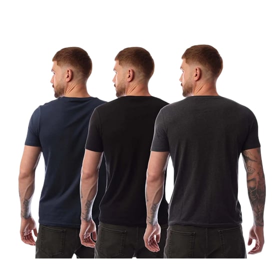 Bench Heren Logo Katoenen T-Shirt (Pak van 3) (Marine/Grijs/Zwart) - Image 2