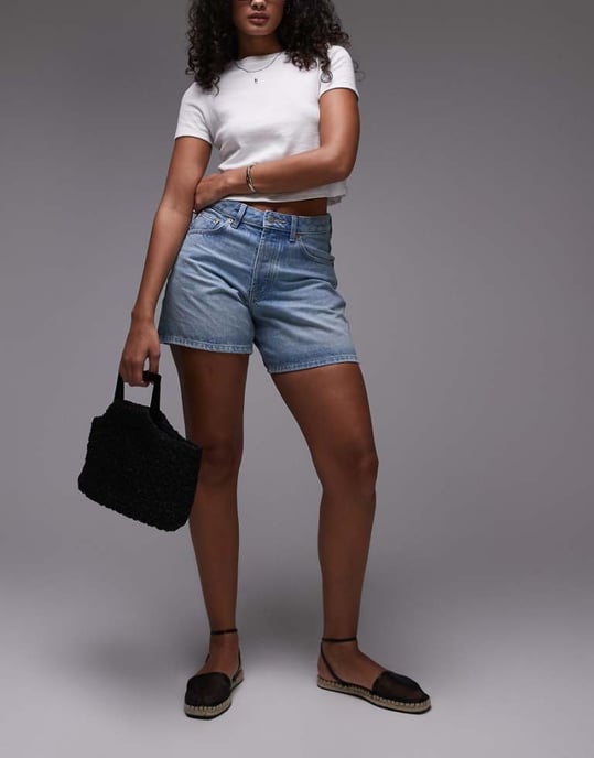 Topshop Hourglass denim Editor shorts in bleach - Image 1