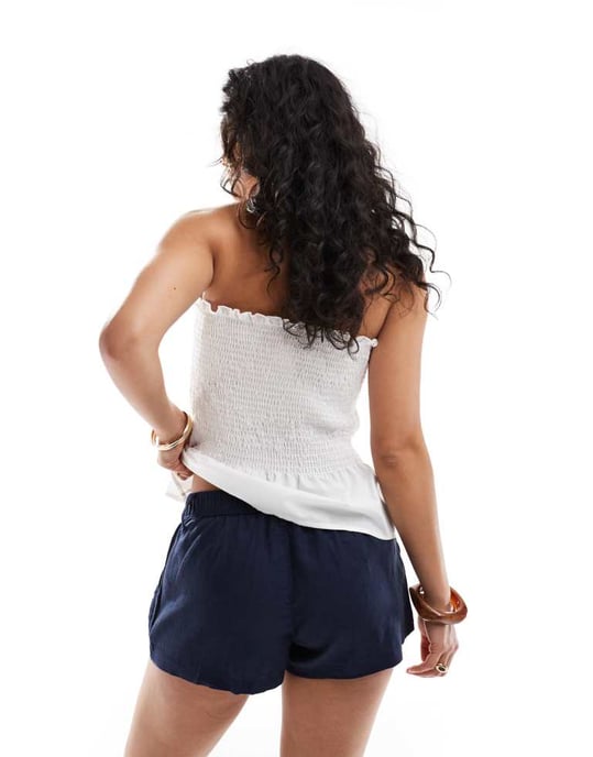 Hollister linen tailored shorts in navy - Image 2