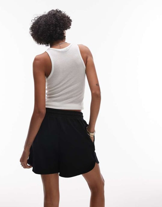 Topshop pintuck jogger short in navy - Image 2