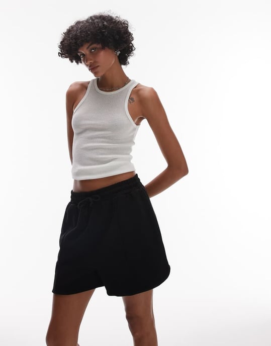 Topshop pintuck jogger short in navy - Image 3