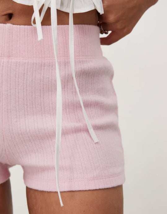 Reclaimed Vintage jersey micro short co-ord in light pink - Image 2