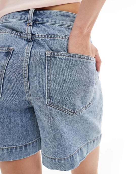 Object vintage wash wide denim shorts in medium blue - Image 3