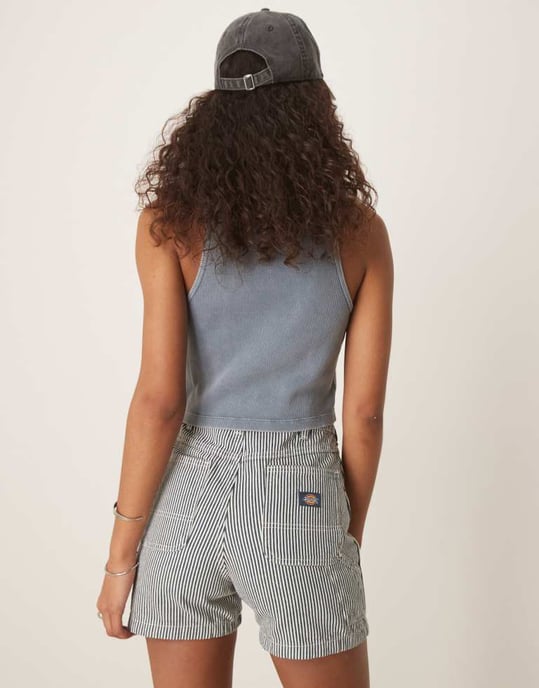 Dickies hickory stripe carpenter shorts in navy - Image 4