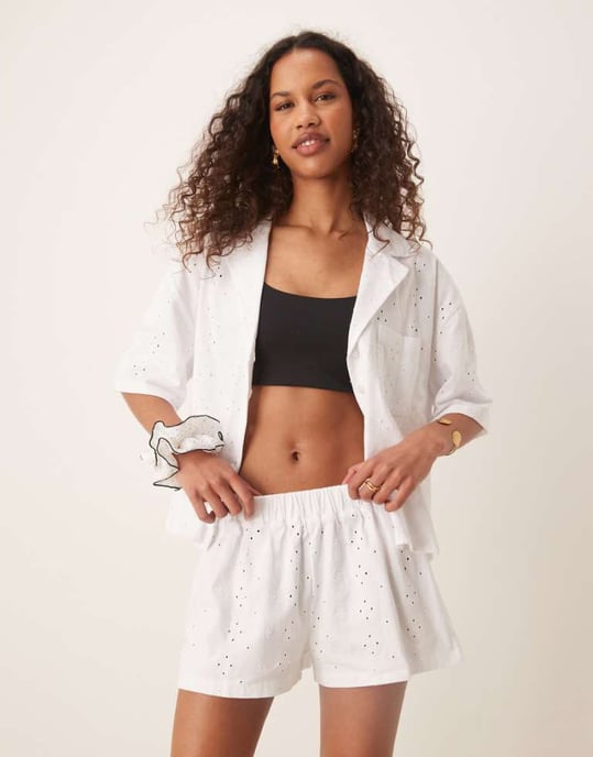 ASOS DESIGN broderie short in white - Image 1