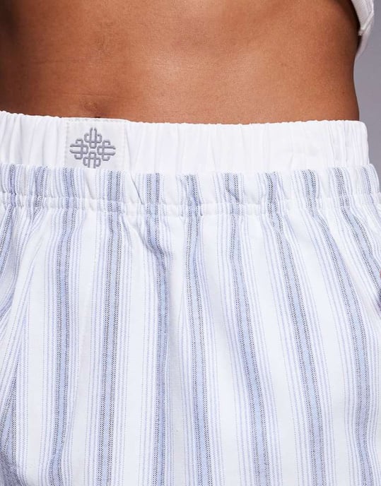The Couture Club boyfriend shorts in woven blue stripe - Image 3