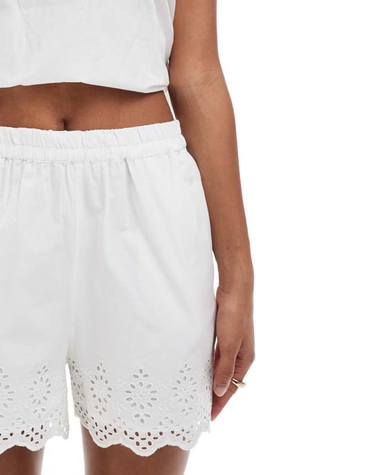 ONLY pointelle detail shorts co-ord in white - Image 2