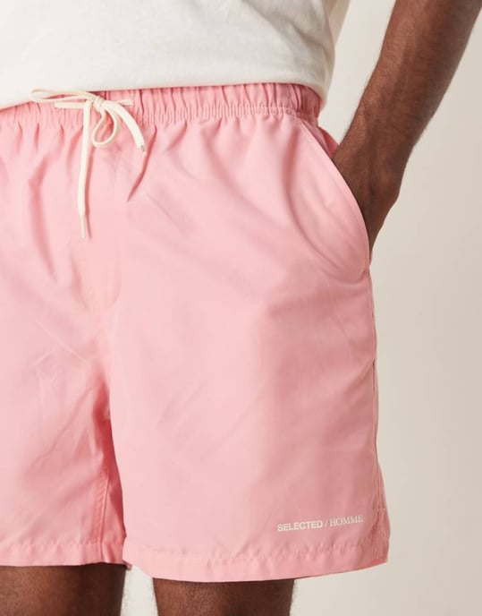 Selected swim shorts in pink - Image 3