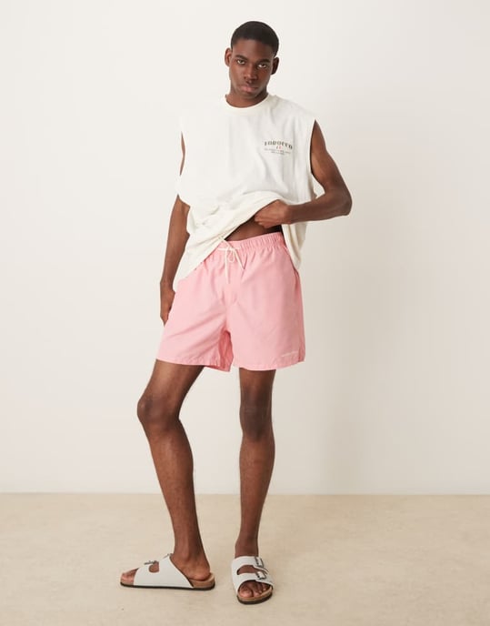 Selected swim shorts in pink - Image 4