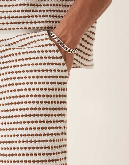 ASOS DESIGN oversized crochet style short in beige - Image 2