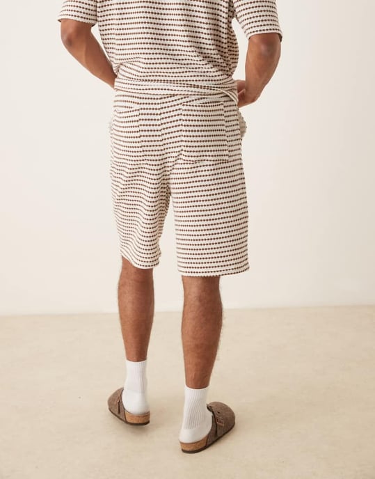 ASOS DESIGN oversized crochet style short in beige - Image 3