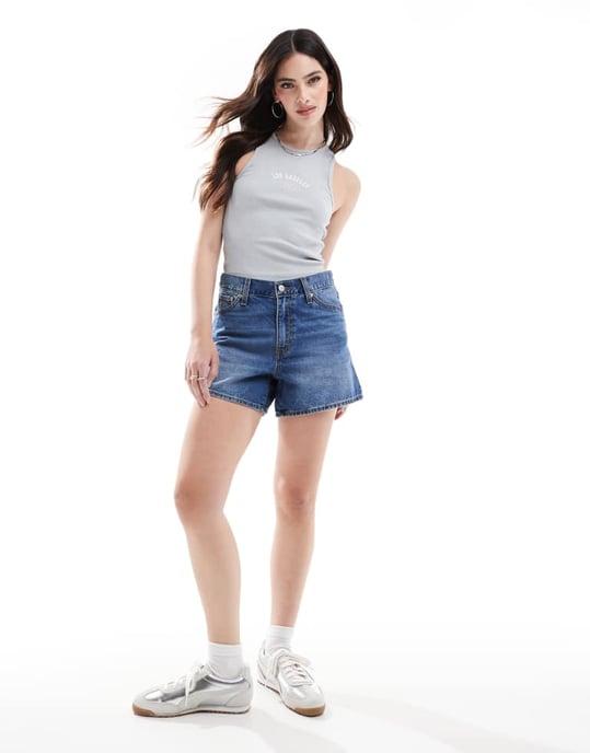 Levi's 80s mom shorts in mid blue - Image 3