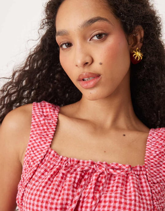 Cotton On Cara corset top in red gingham - Image 3