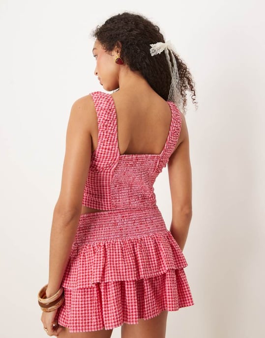 Cotton On Cara corset top in red gingham - Image 4