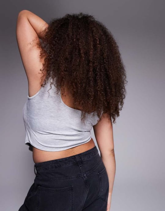 ASOS DESIGN Curve square neck corset top in grey marl - Image 4