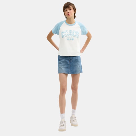 Gingham Sporty Raglan T-Shirt In Organic Cotton - Image 2