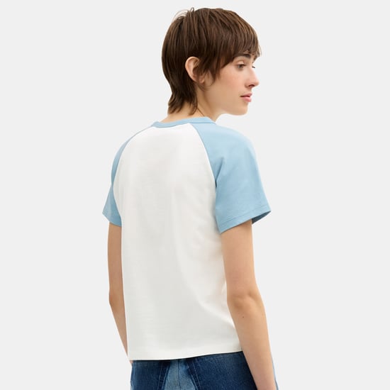 Gingham Sporty Raglan T-Shirt In Organic Cotton - Image 3