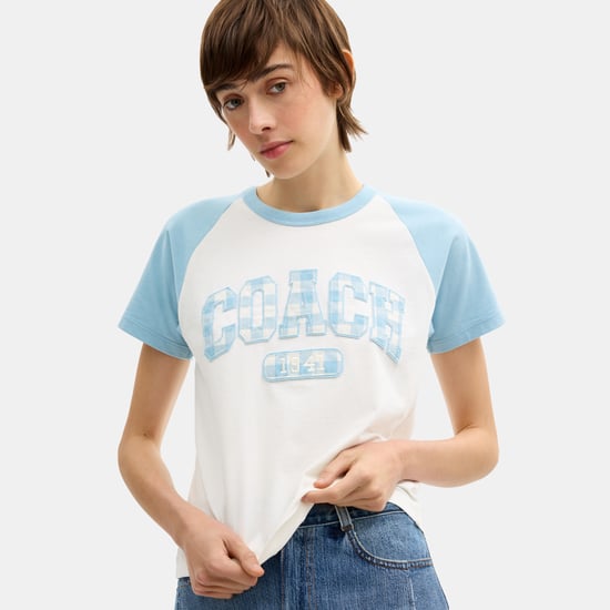 Gingham Sporty Raglan T-Shirt In Organic Cotton - Image 4