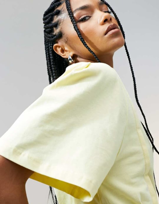ASOS DESIGN seam detail short sleeve corset waist t-shirt in buttermilk - Image 3